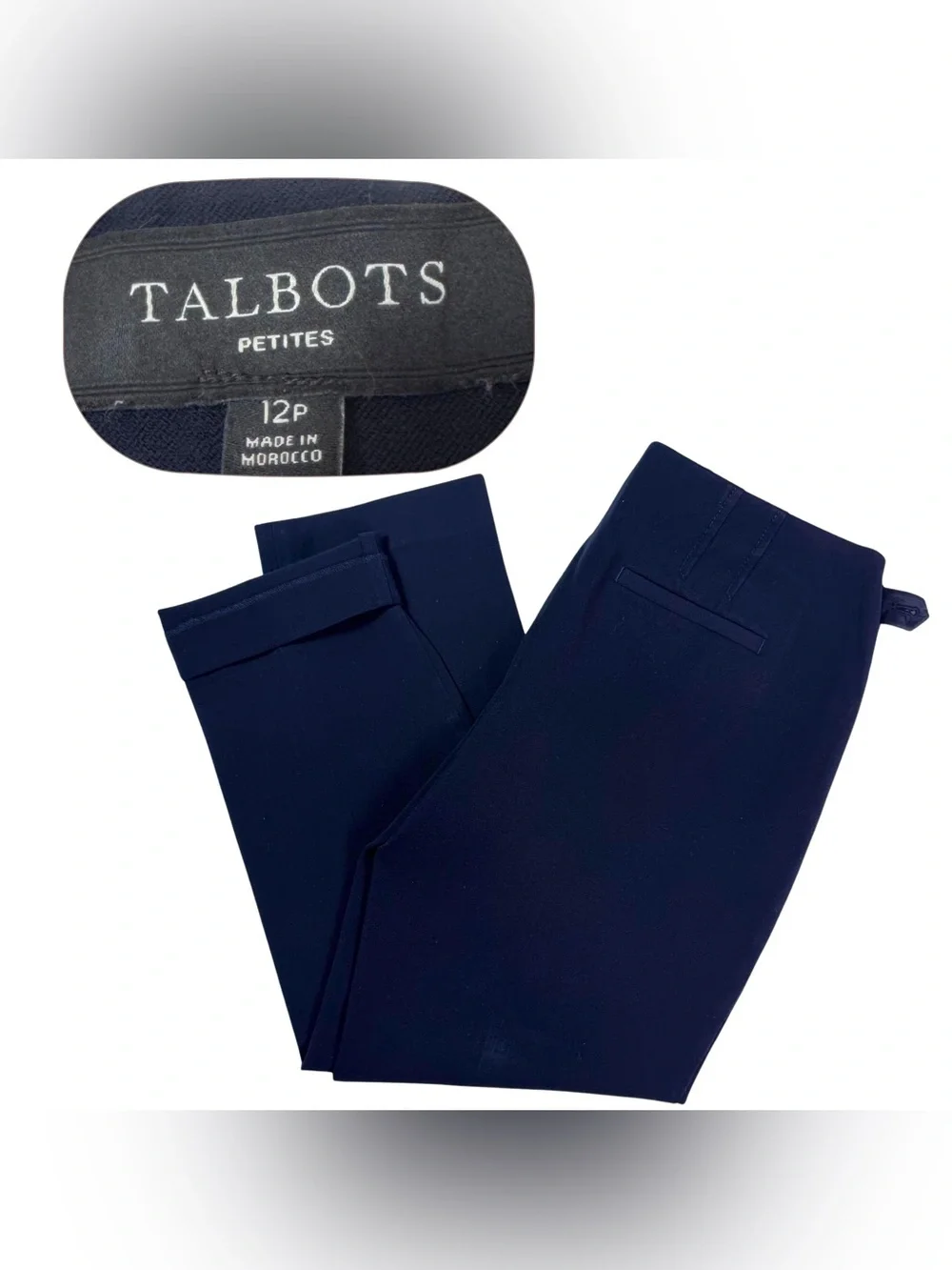 Talbots Petites Navy Blue Dress Pants | Work outfit | 12P straight leg side zip